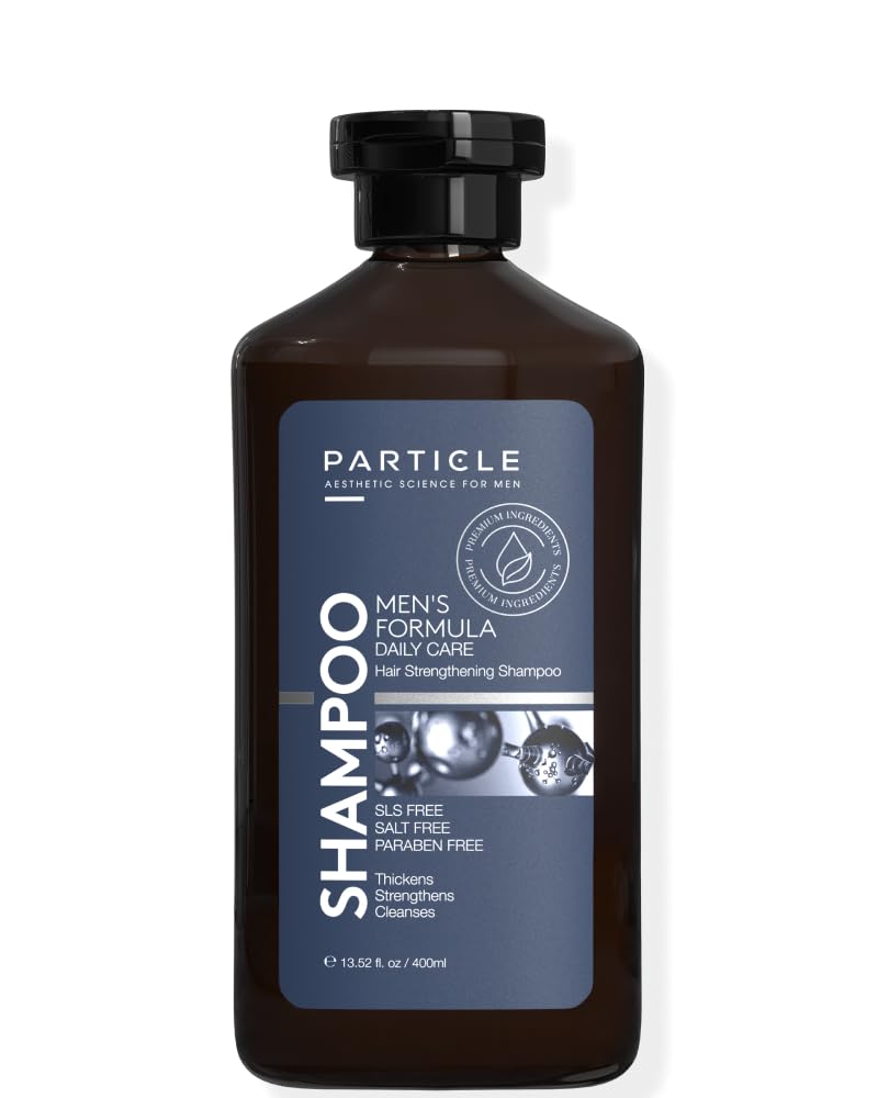 Particle Hair Thickening Shampoo bottle for men in 400 mL, ideal for daily grooming.