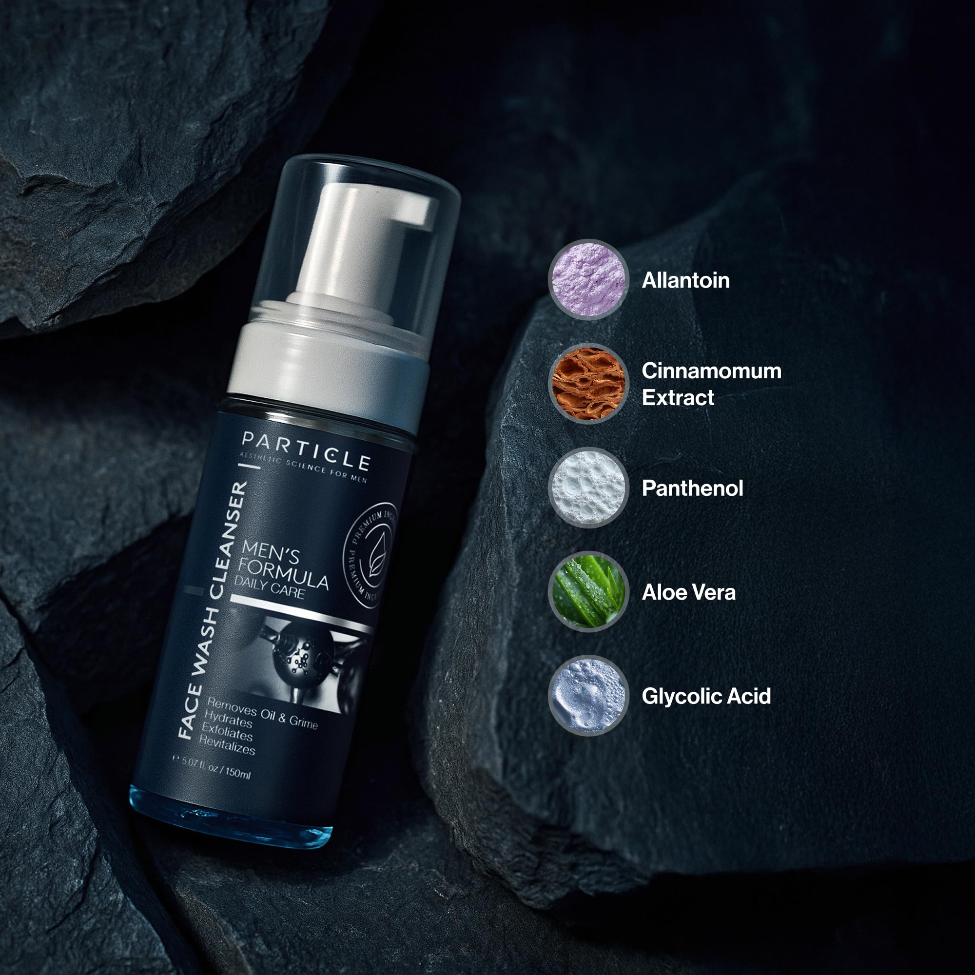 Particle Men's Face Wash used in a simple morning routine.