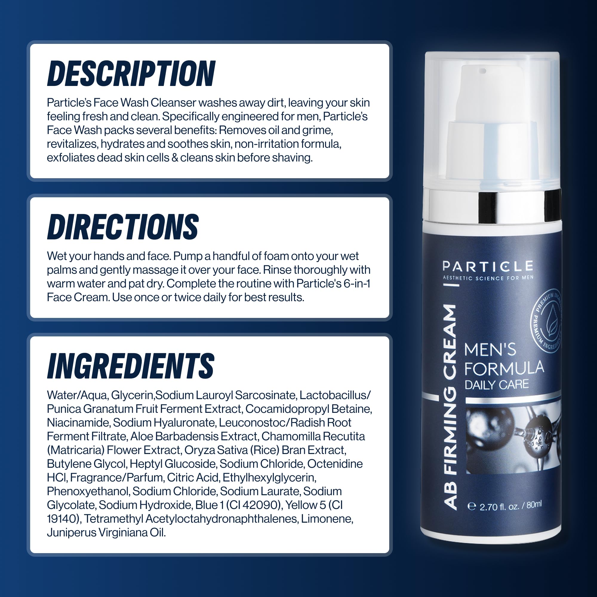 Particle Men's Face Wash rinse leaves a lightweight, refreshed finish.