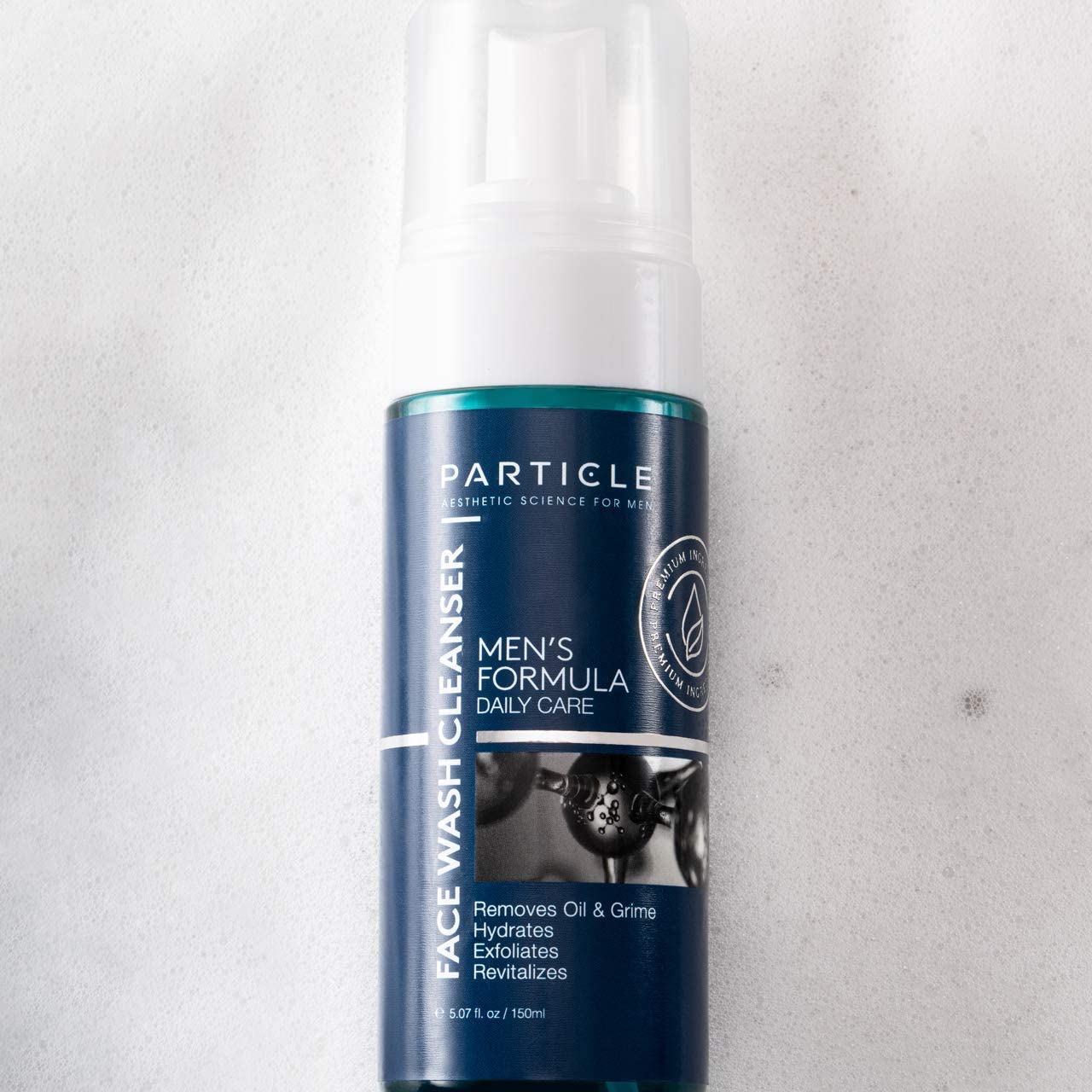 Particle Face Wash used in shower for quick daily cleanse.