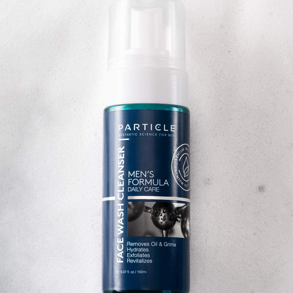 Particle Face Wash used in shower for quick daily cleanse.
