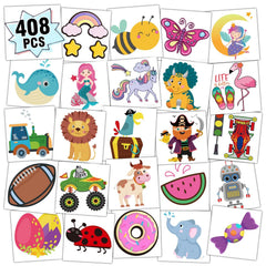 Partywind 408 tatuajes para niños, paquete de variedad perfecto para fiestas infantiles