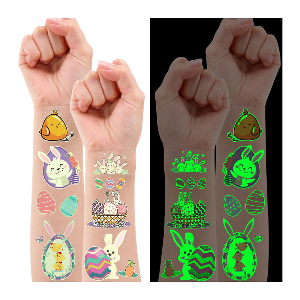 Partywind luminous Easter tattoos eggs and chicks brighten kids' party look at dusk