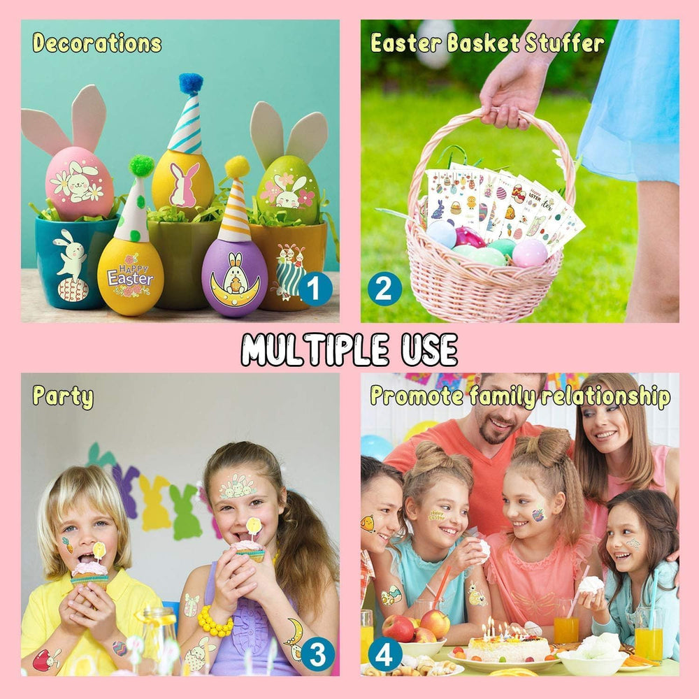 Partywind luminous Easter tattoos easy to apply and remove for kids