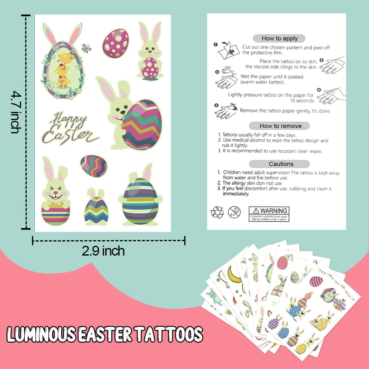 Partywind luminous Easter tattoos offer mess-free activity at home or events