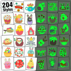Tatuajes luminosos PARTYWIND de Pascua con 204 estilos para fiestas infantiles.