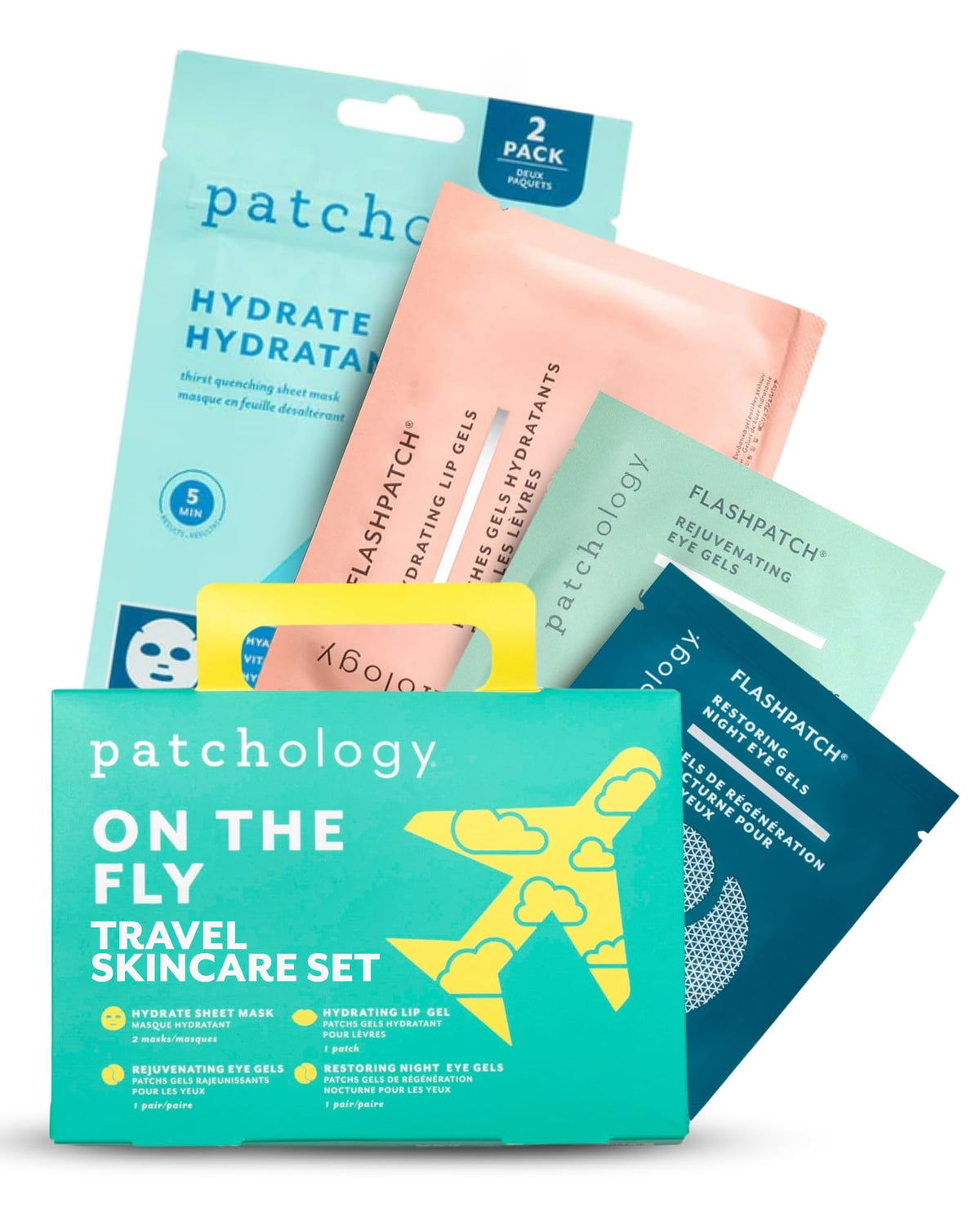 Patchology On The Fly: empaque compacto para viaje, ideal para mantener la piel hidratada.