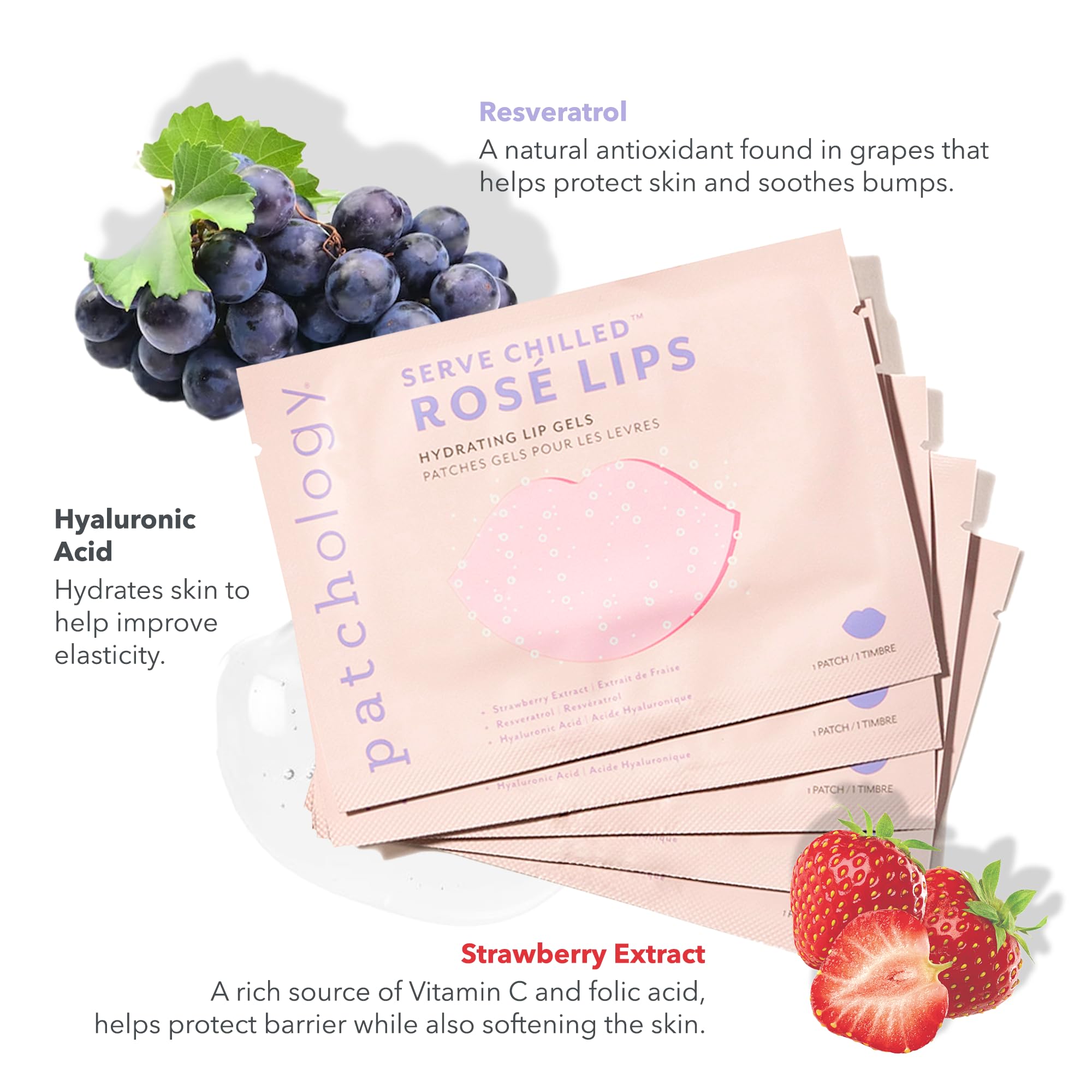 Patchology mascarilla-labios-fruta-fresa con extracto para refrescar y nutrir.