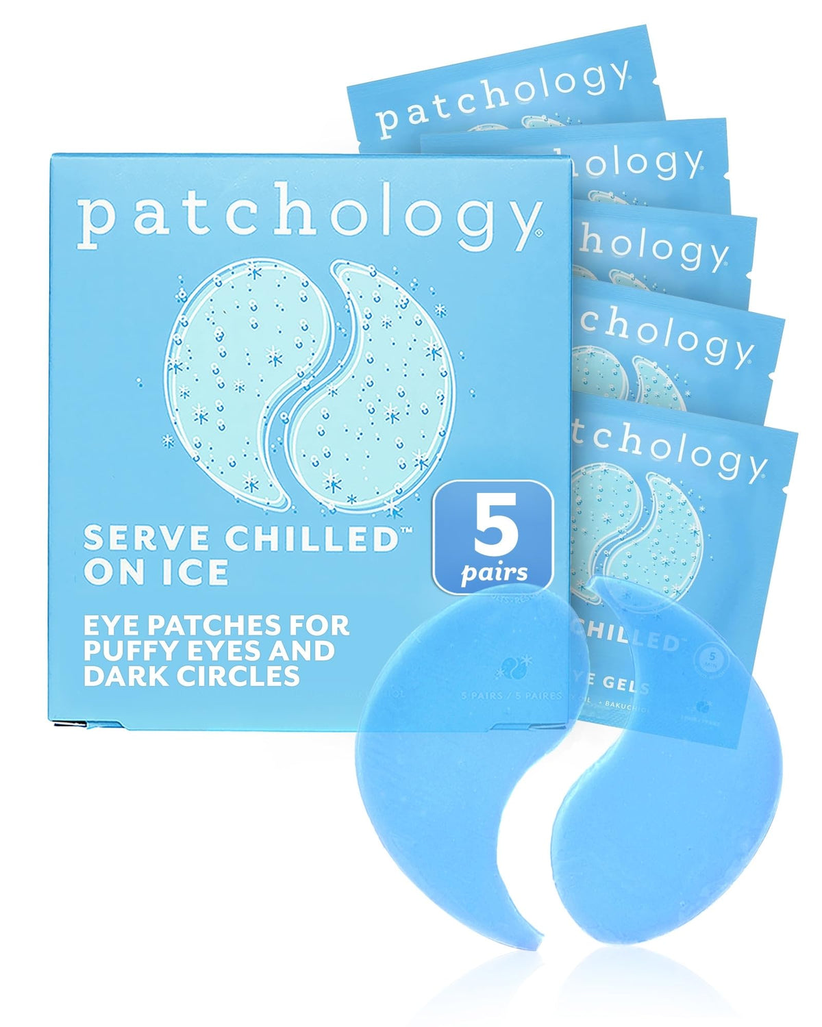 Patchology mascarillas oculares frías en caja para comenzar una rutina refrescante.