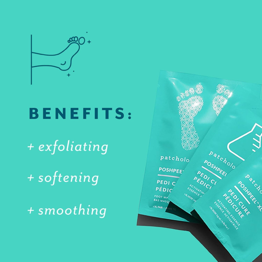 Patchology PoshPeel Pedi Cure: textura de piel nueva tras exfoliación progresiva