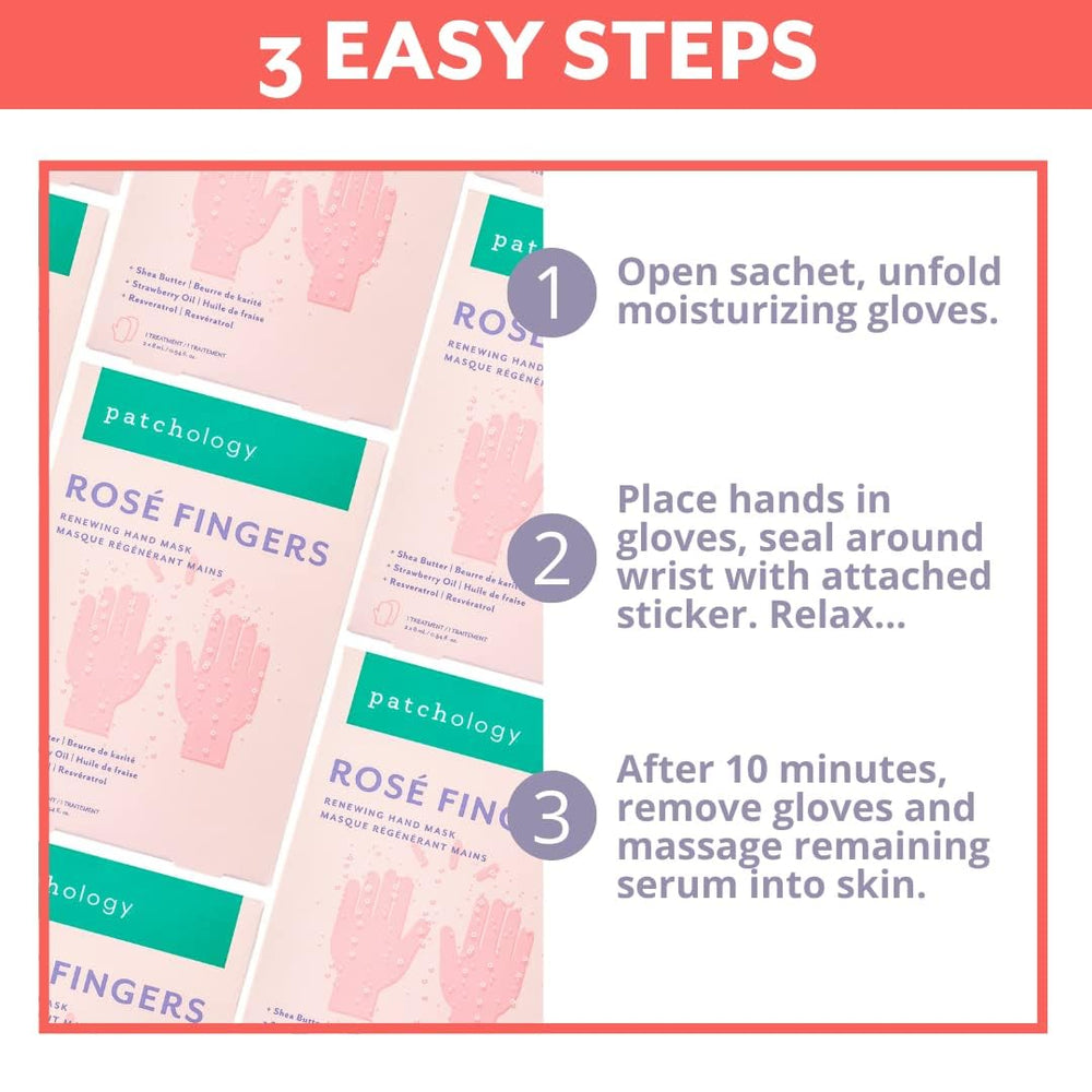 Patchology Rosé Fingers resveratrol ingredient image for lasting softness.