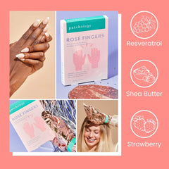 Patchology Rosé Fingers formula with shea butter nourishes skin during use.