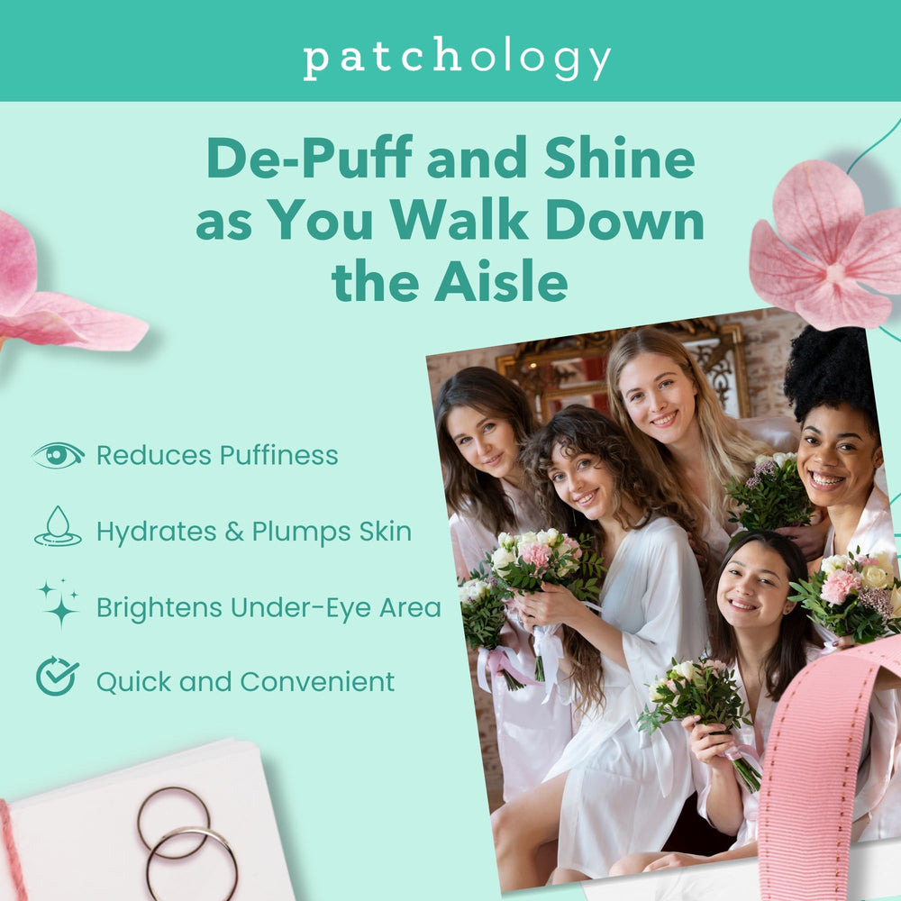 Patchology under-eye patches close-up on skin for soothing hydration
