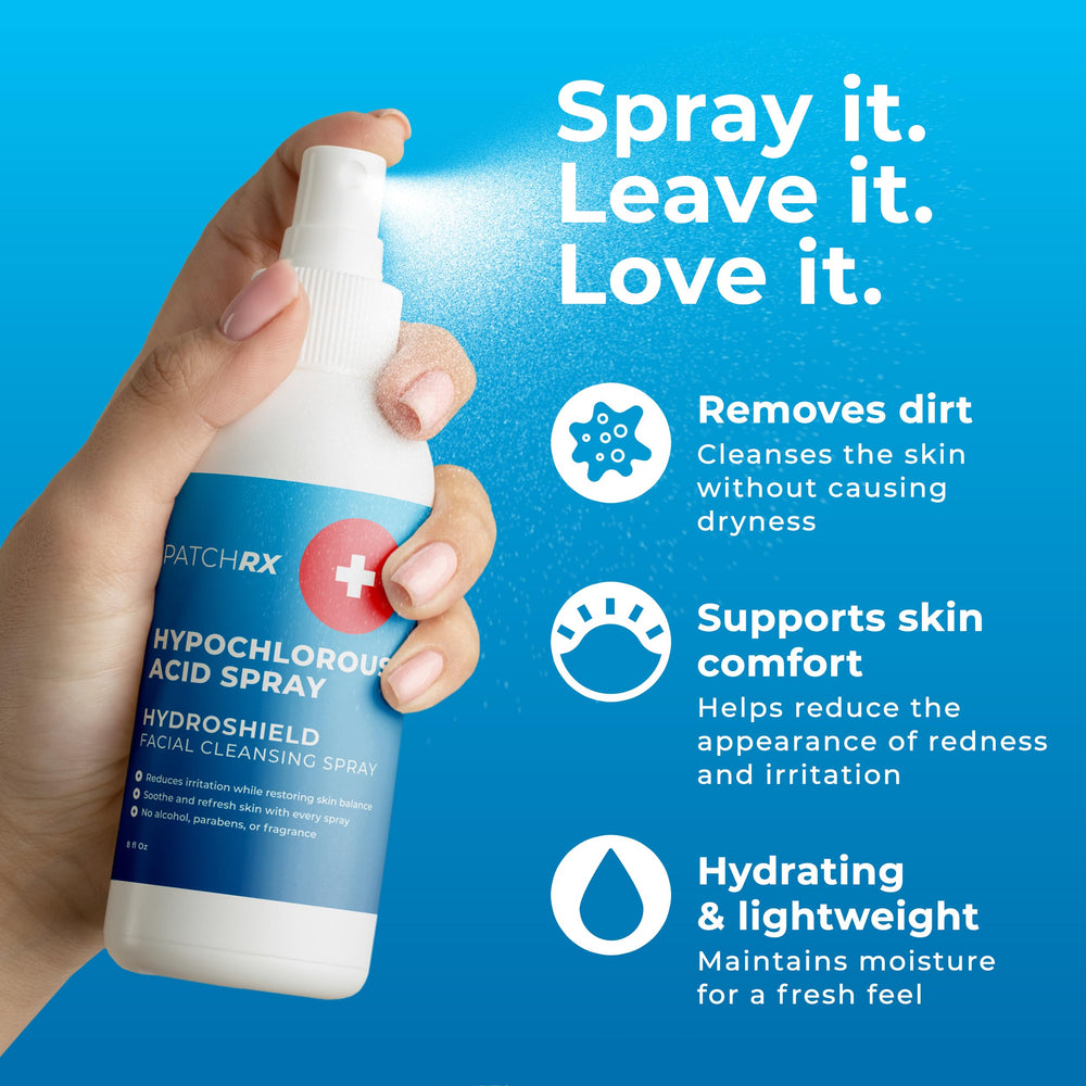 PatchRx HOCL spray after workout application on skin