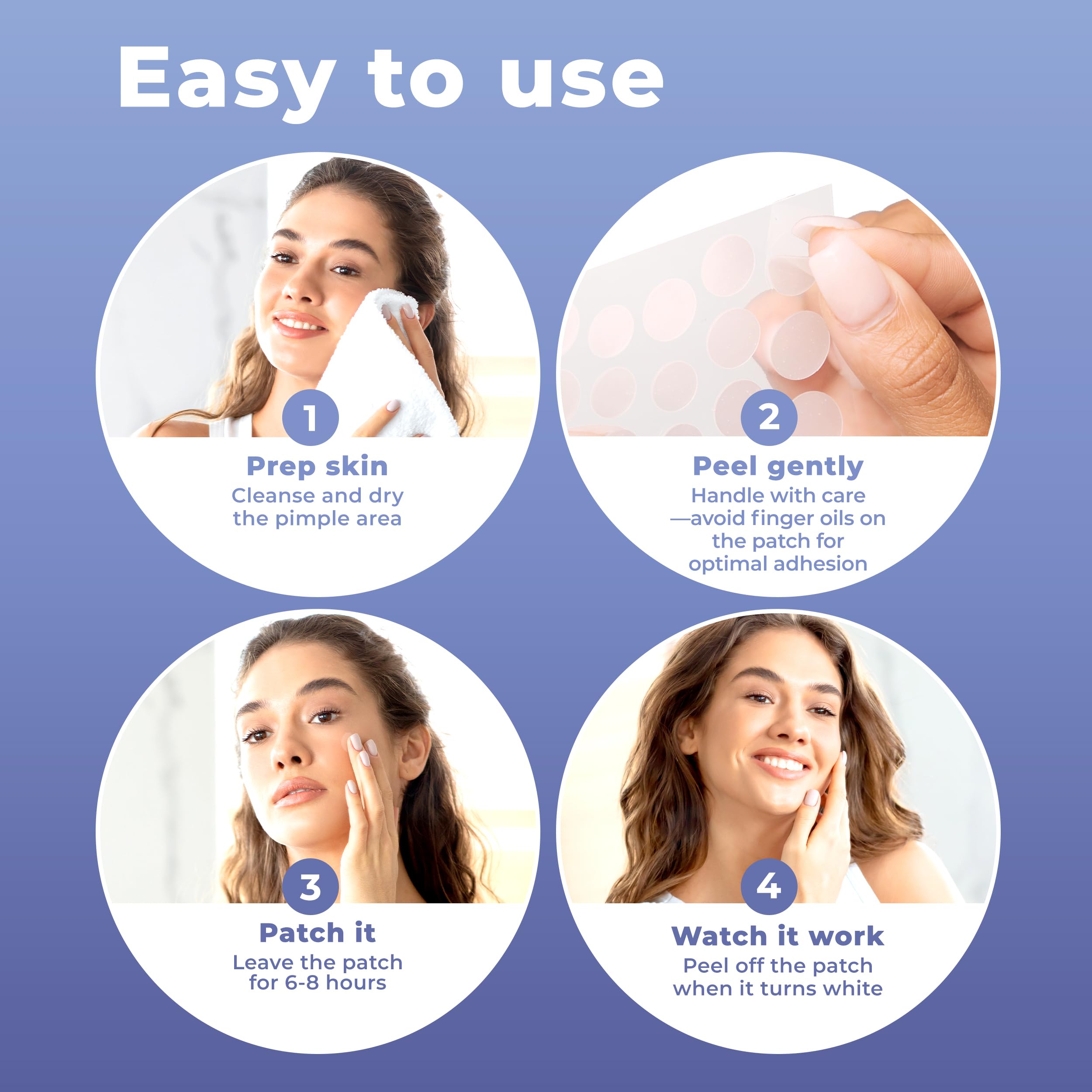 Instrucciones de uso PatchRx en piel, aplicación sencilla.