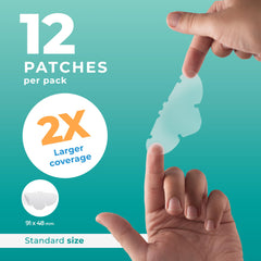 PatchRx parche nariz aplicación: se coloca en piel limpia para protección y recuperación.