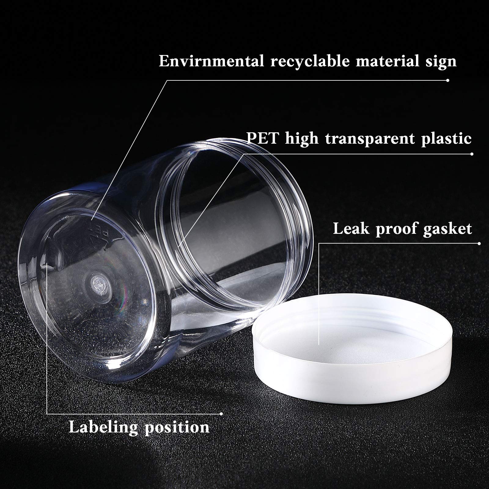 Patelai 10 oz clear jar illustrating size and capacity for creams.