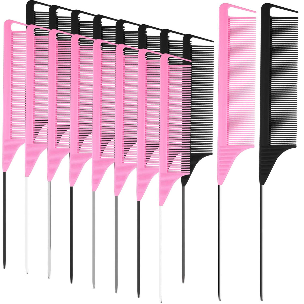 Patelai 18-pc rat tail comb set for precise parting and styling.