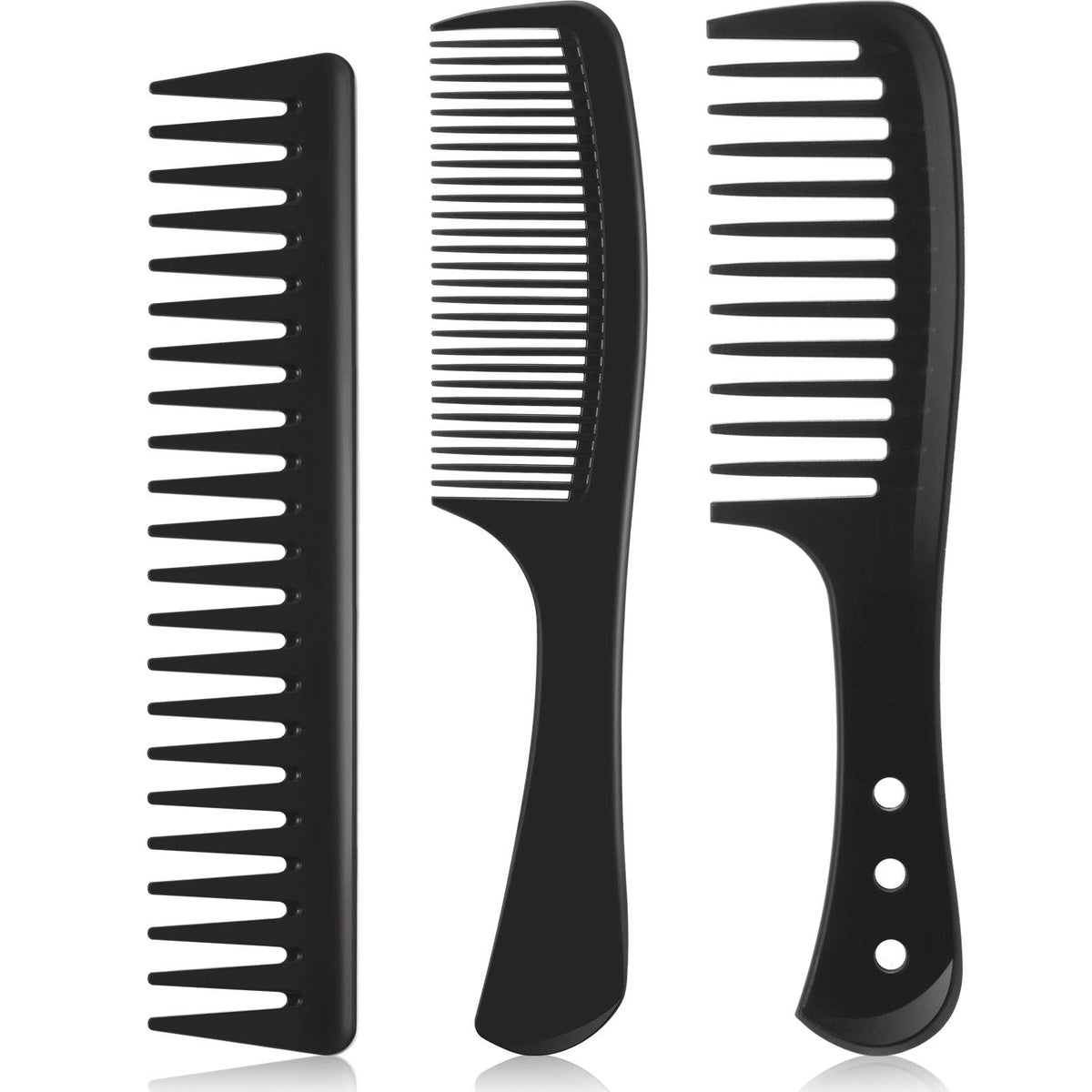Patelai 3-piece carbon fiber wide-tooth detangling comb set for easy styling and less static