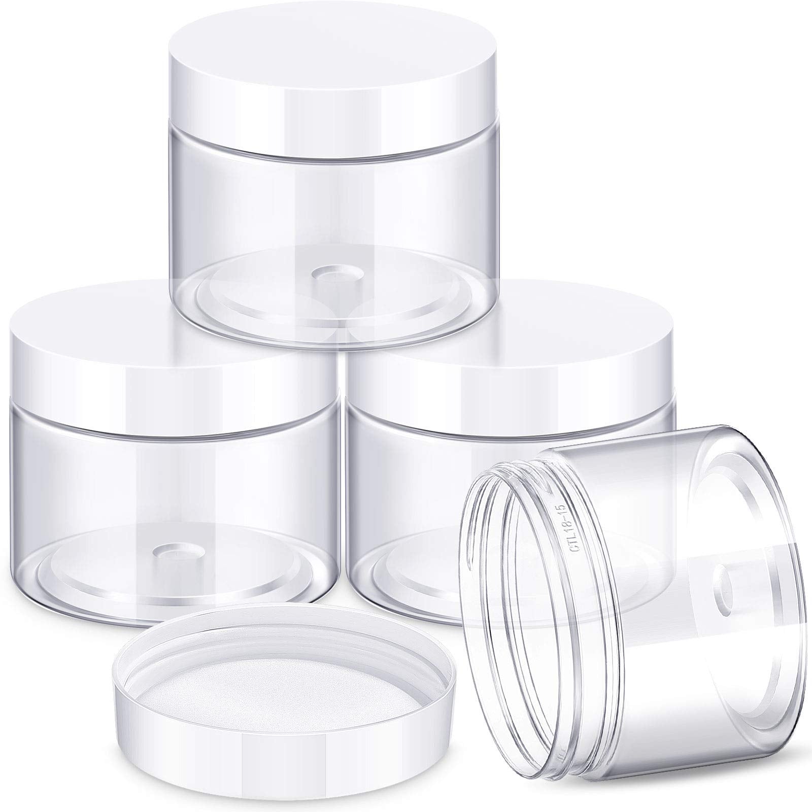 Patelai four-pack round jars with wide mouths for easy filling and travel-ready storage.