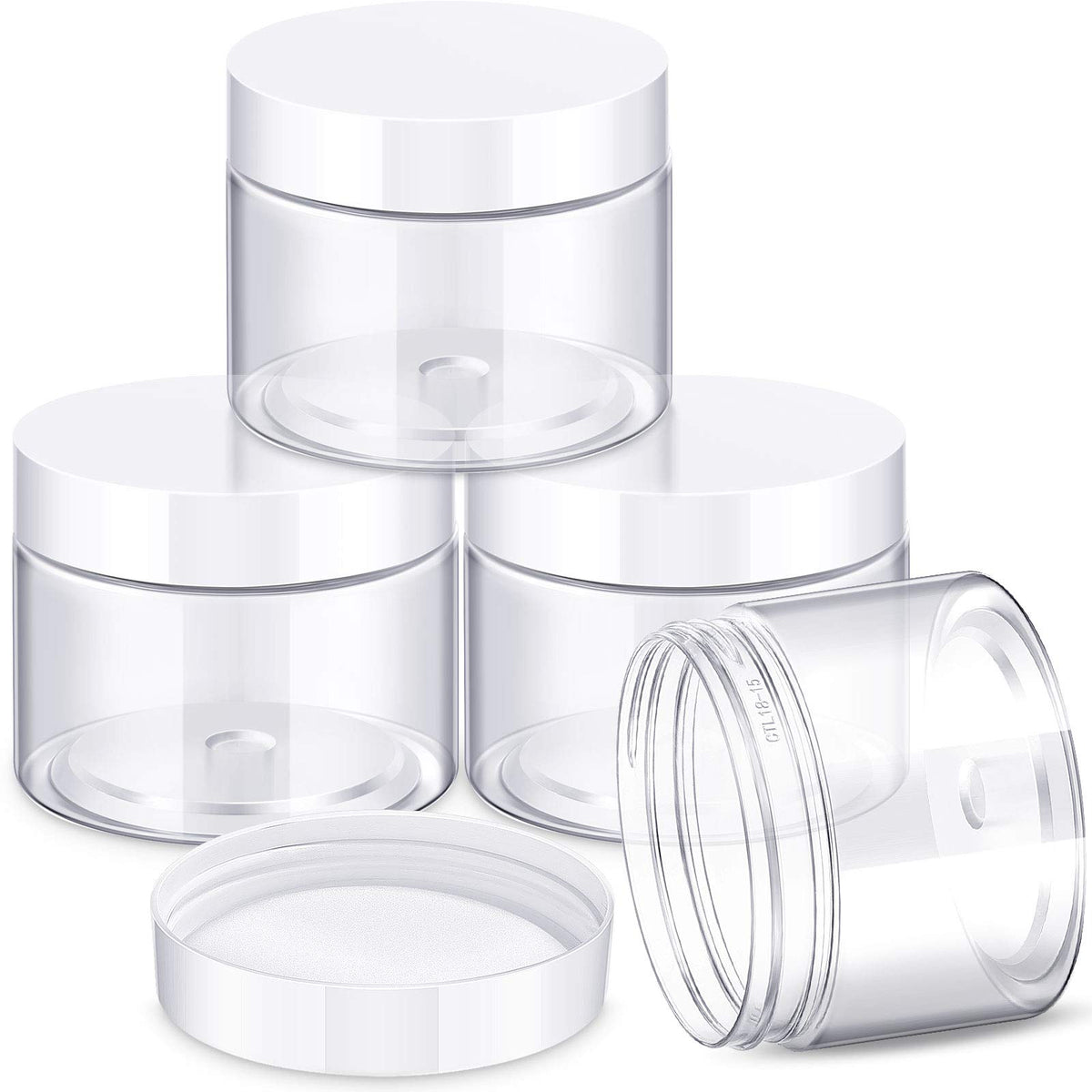 Patelai four-pack round jars with wide mouths for easy filling and travel-ready storage.