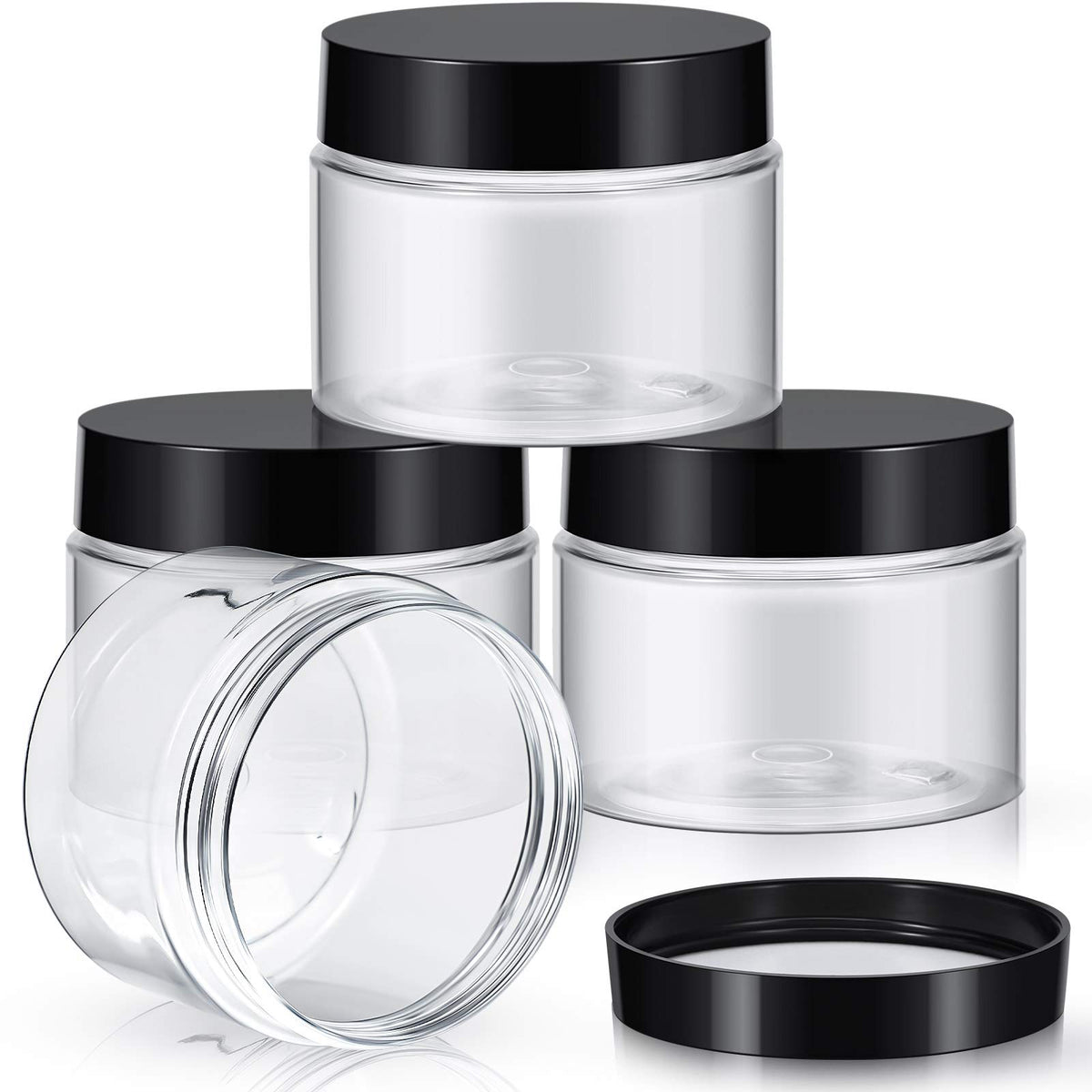 Patelai 4-pack round wide-mouth jars for easy filling and organization.