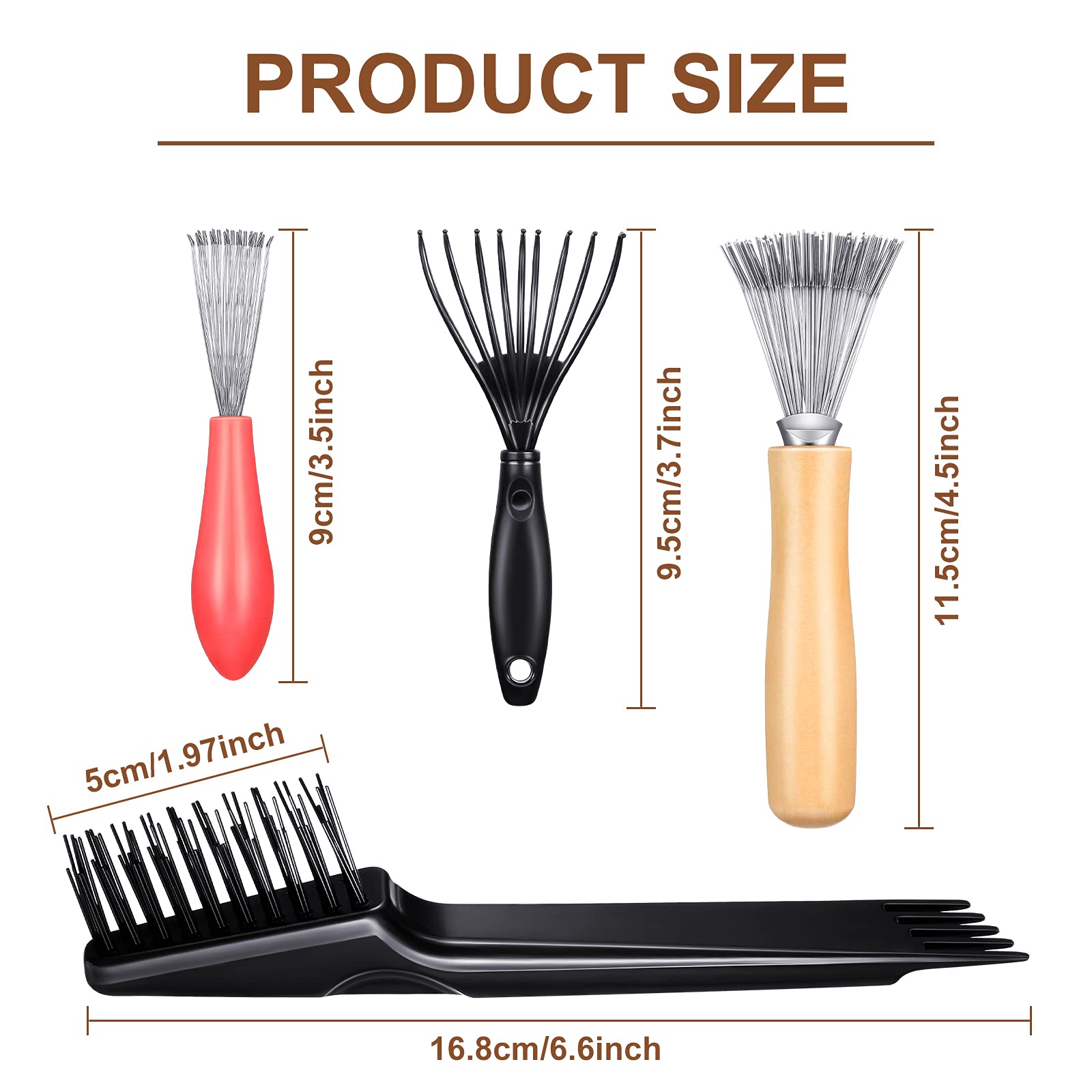 Patelai black double-headed comb cleaner brush showing plastic and nylon sides for versatility