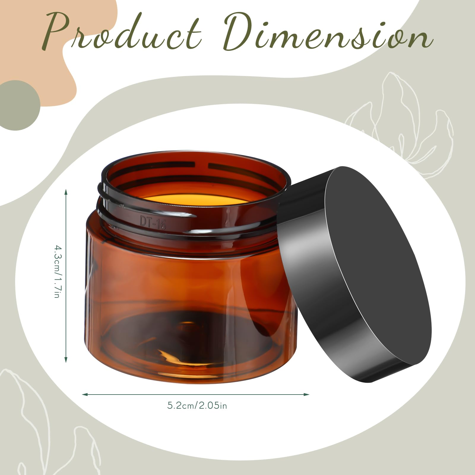 Patelai 2oz amber wide-mouth jar, easy fill for serums or makeup