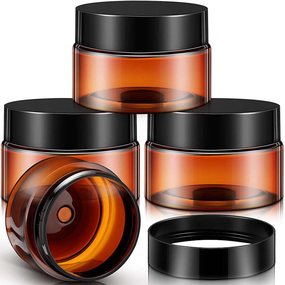Patelai amber wide-mouth jar with lid for easy travel storage.
