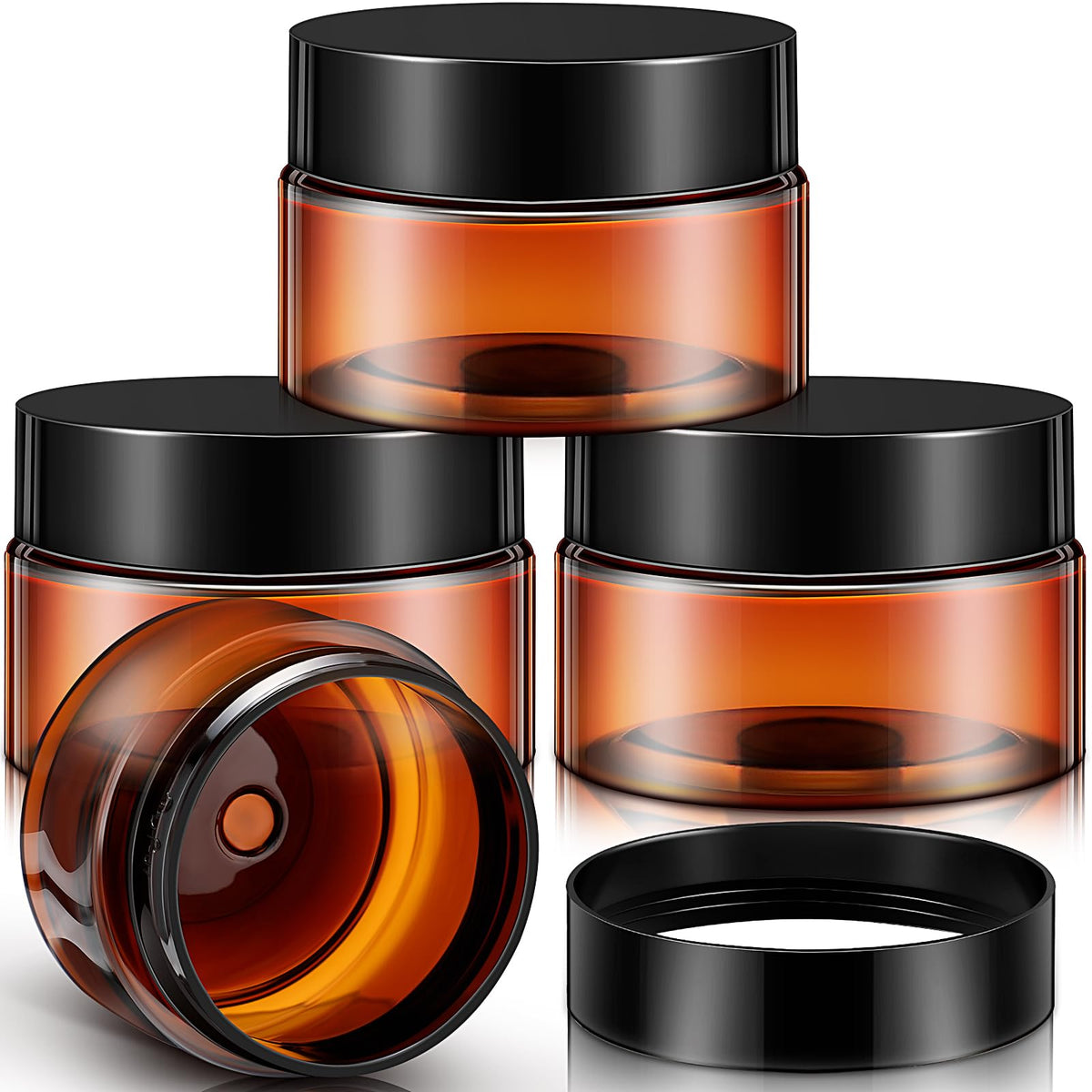 Patelai amber wide-mouth jar with lid for easy travel storage.