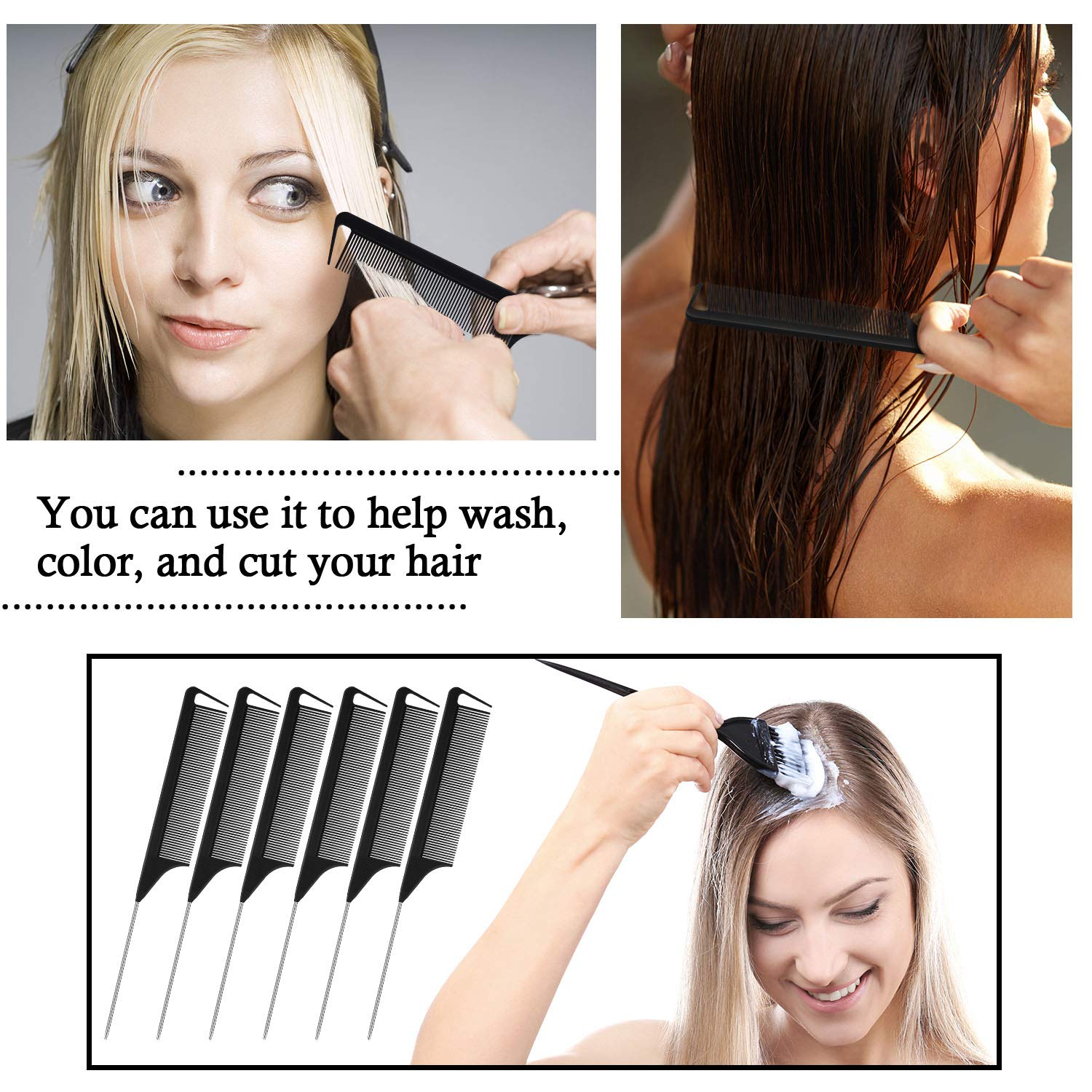 Patelai anti-static teasing comb aids smooth styling results.