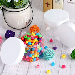 Patelai clear plastic jars let you see contents at a glance for quick identification.