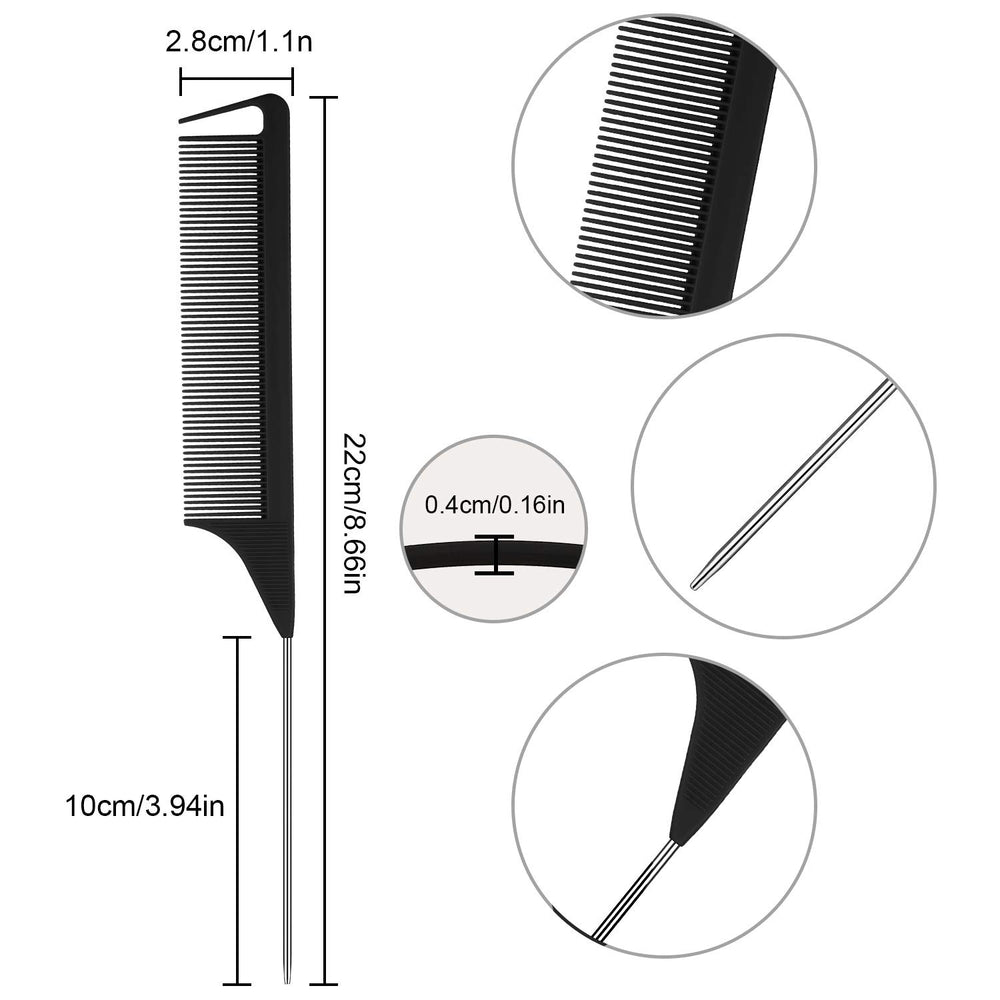 Patelai metal pintail teasing combs for smooth backcombing and volume control.