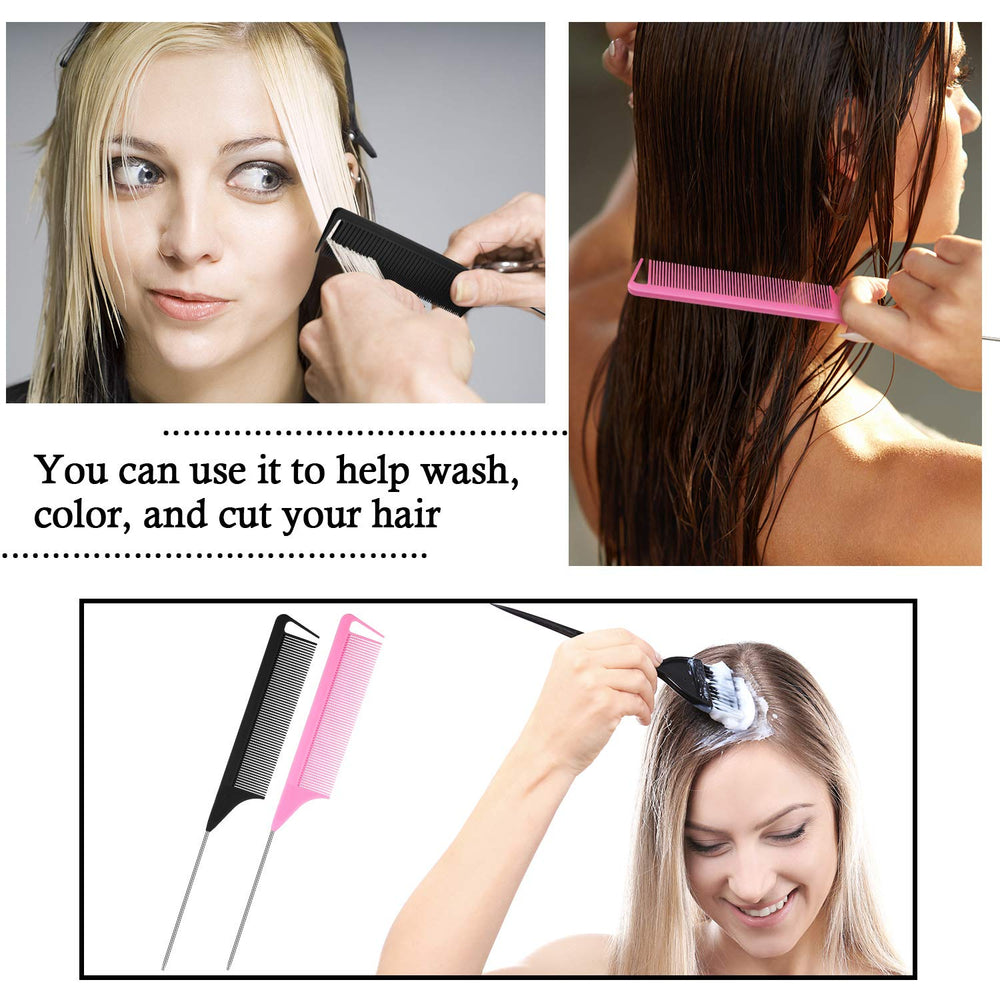 Patelai pink teasing comb with serrated teeth for volume and lift