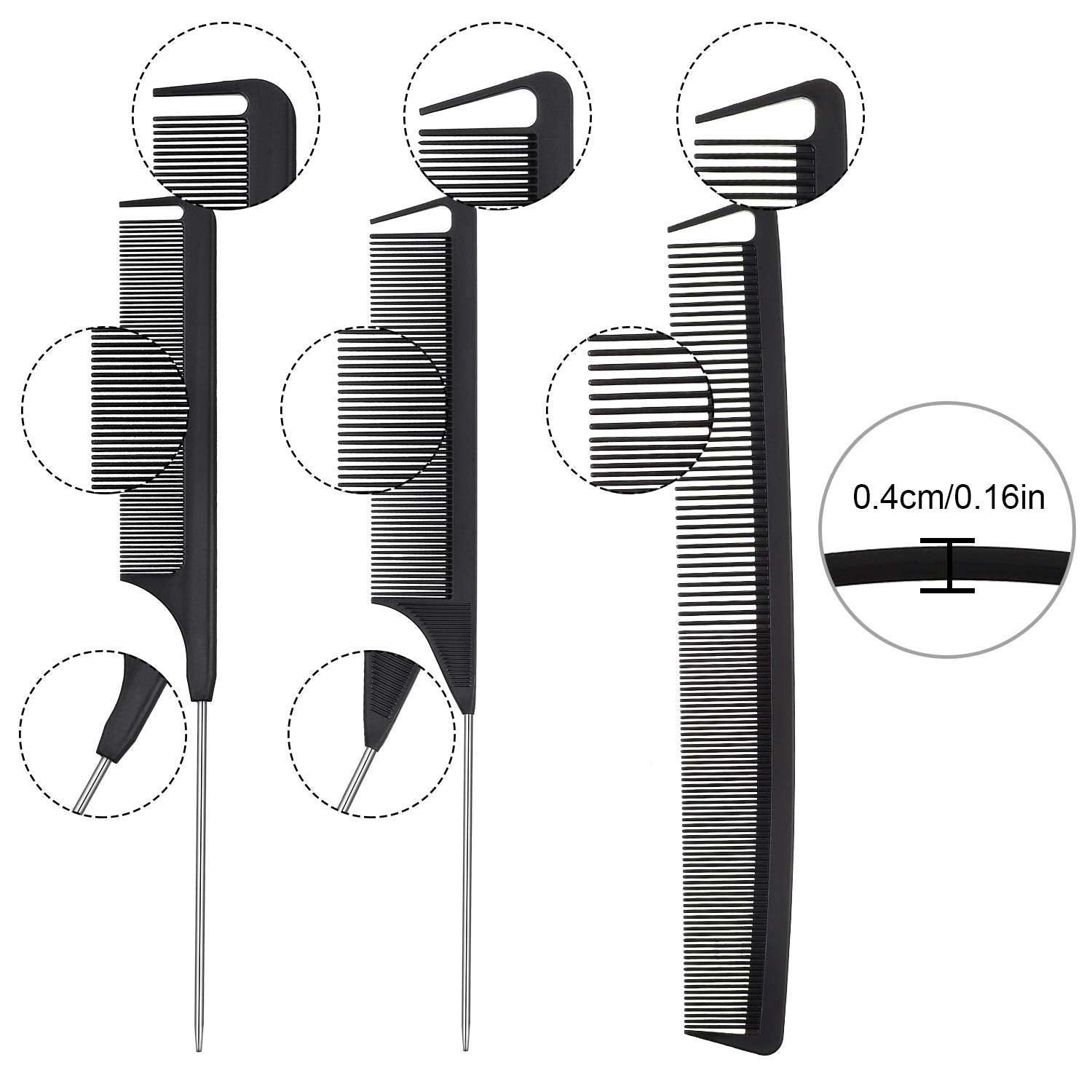 Patelai stainless steel pintail teasing comb for clean parting and defined lines.