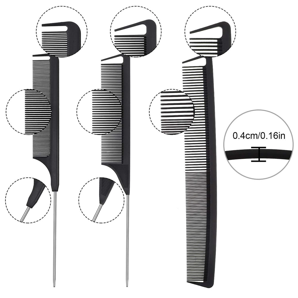 Patelai stainless steel pintail teasing comb for clean parting and defined lines.