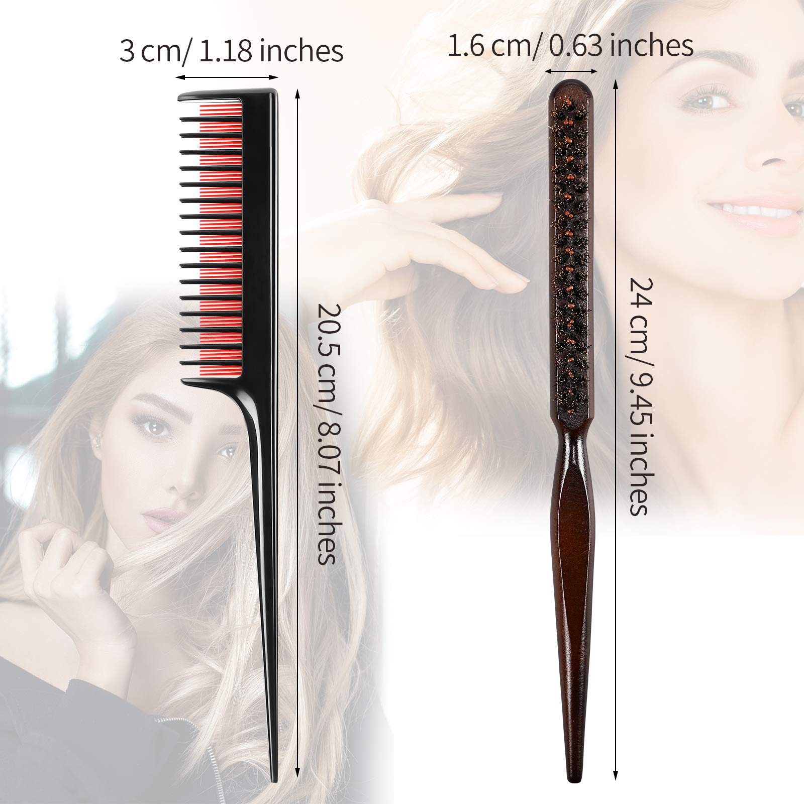 Patelai nylon-teeth teasing brush lifts hair while distributing oils.