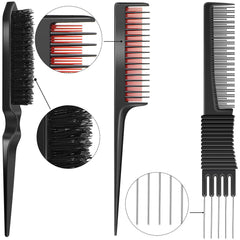 Patelai Triple Teasing Comb with rat tail aids quick parting and sectioning.