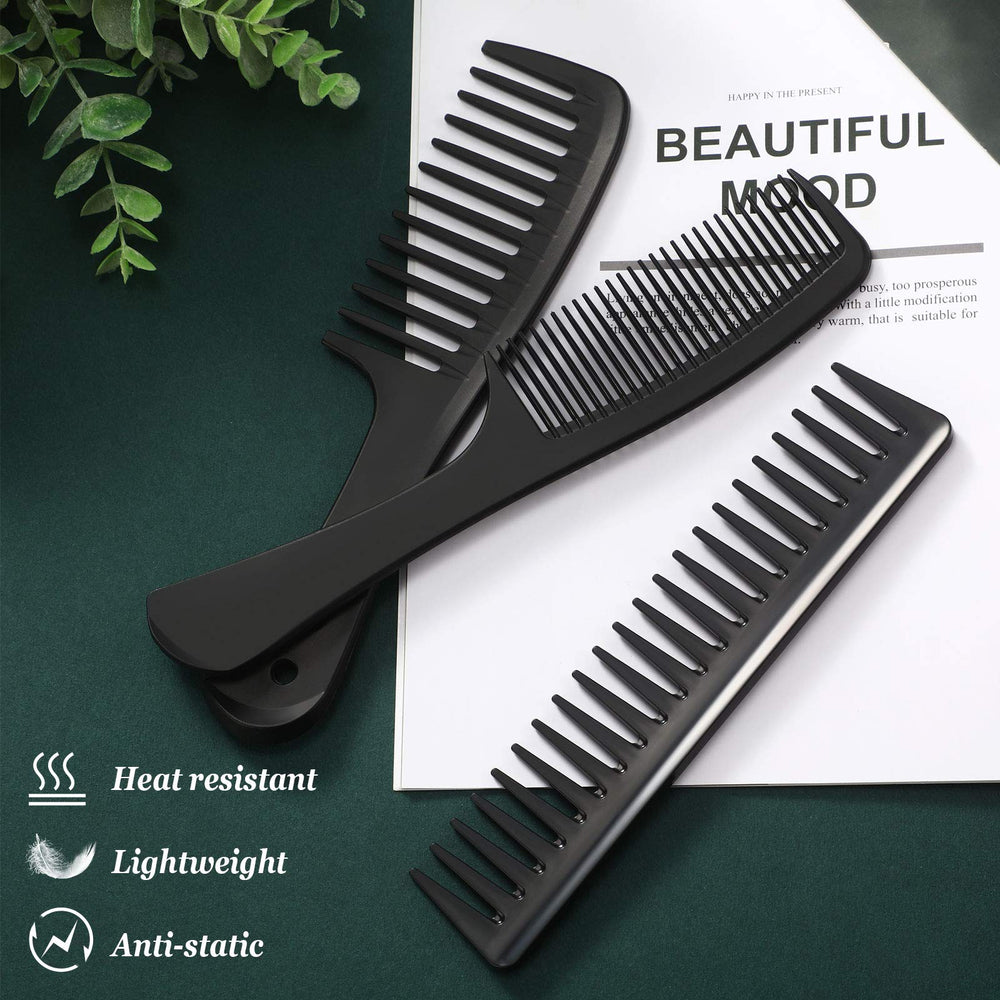 Patelai versatile 3-piece carbon fiber comb pack for styling straight or curly hair