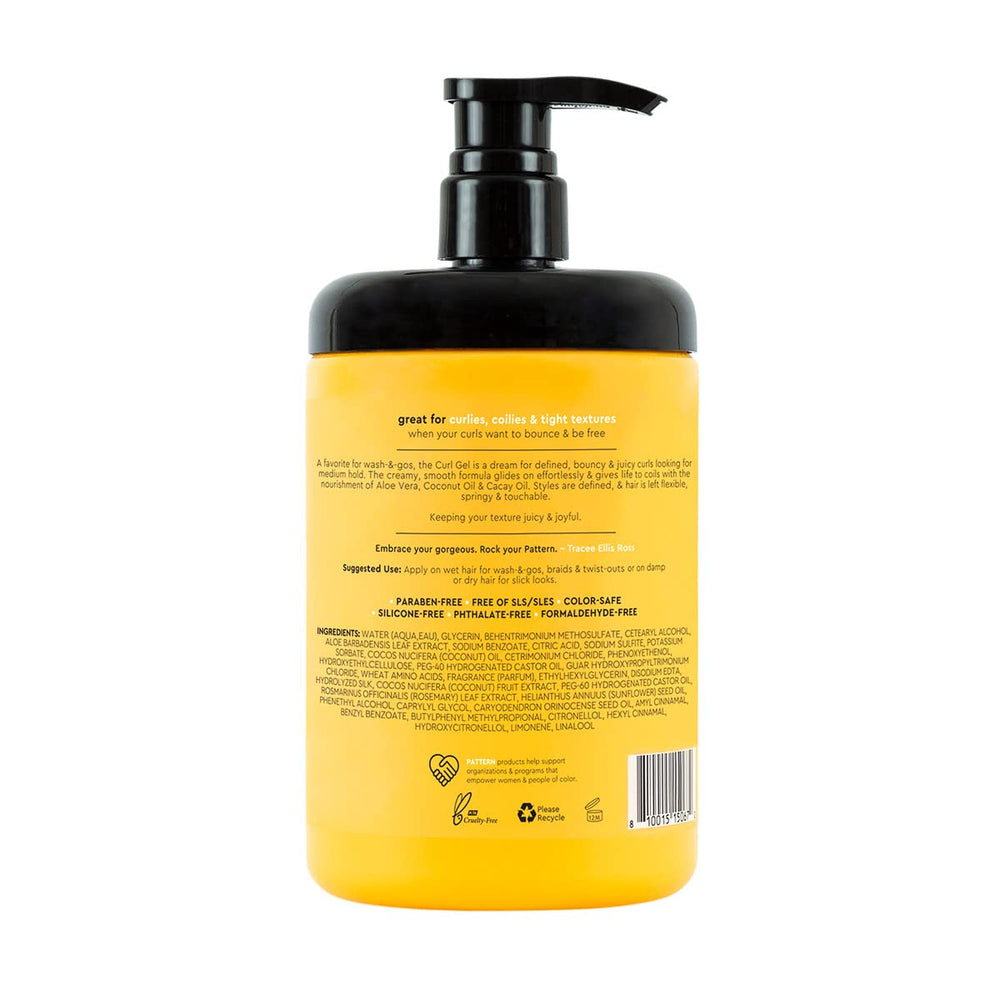 PATTERN Curl Gel bottle close-up with seal indicating freshness.