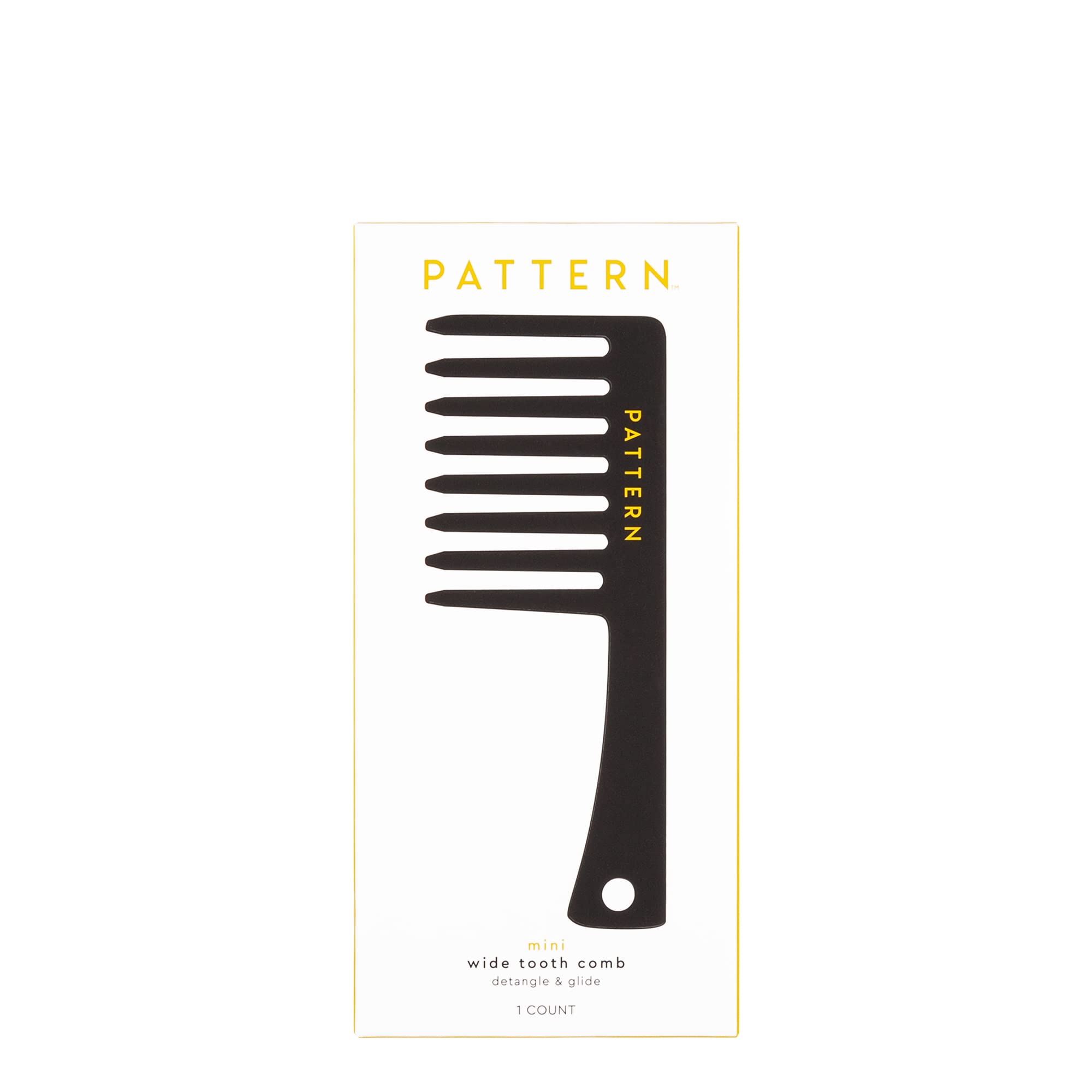 PATTERN Beauty mini wide-tooth comb packaging showing recyclable materials