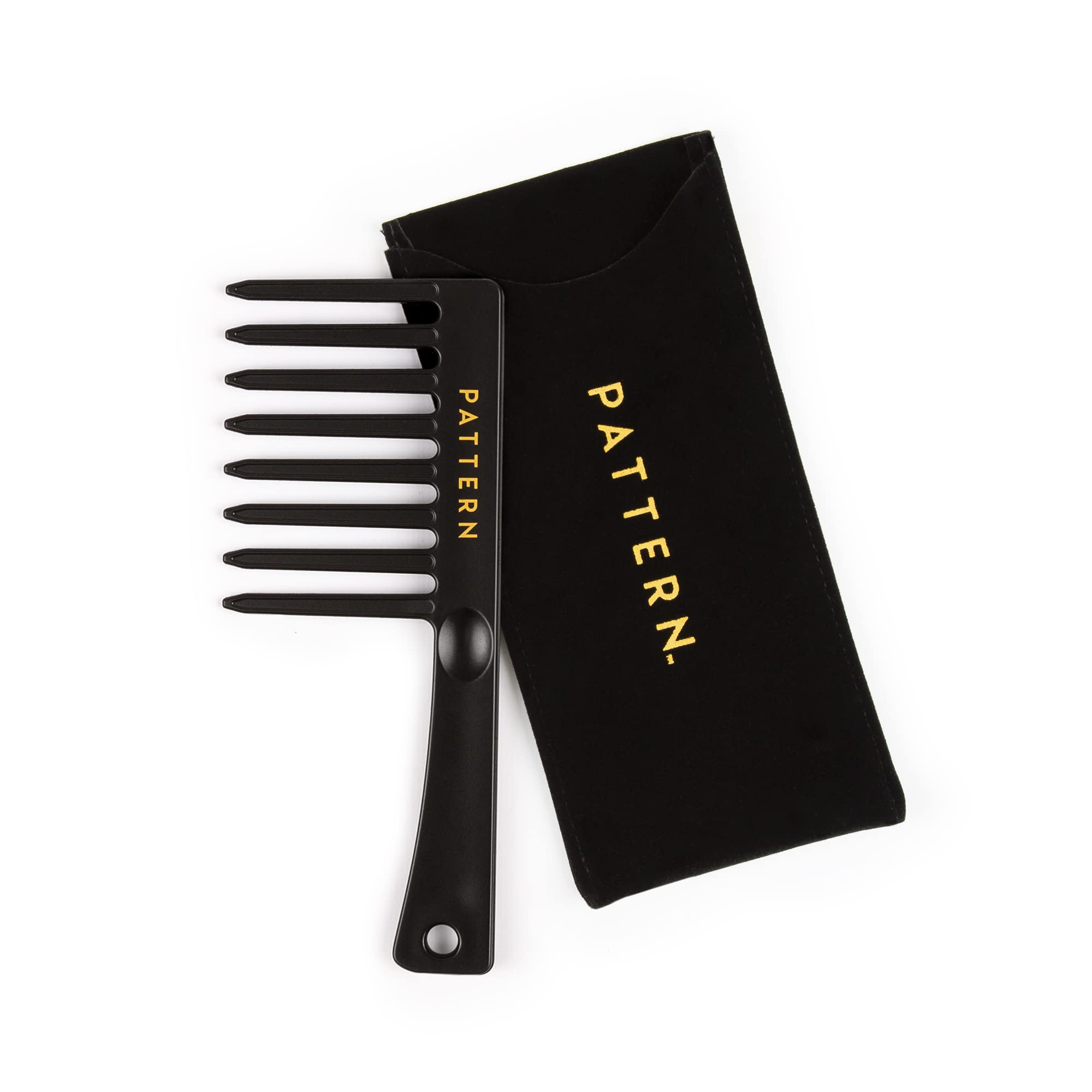 PATTERN Beauty mini wide-tooth comb being used on wet hair for smooth detangling