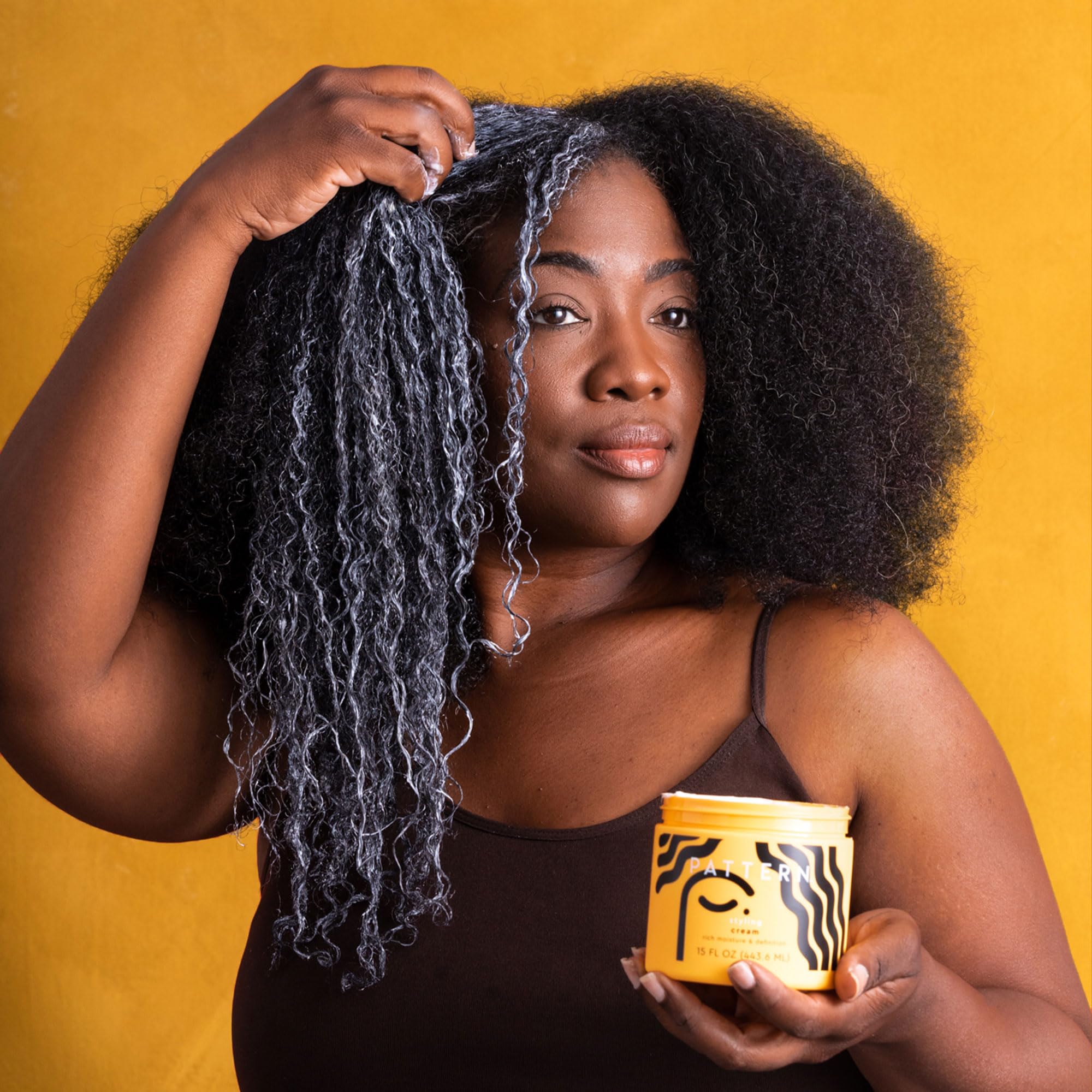 PATTERN Styling Cream bottle displays nourishing oils for healthier curls.