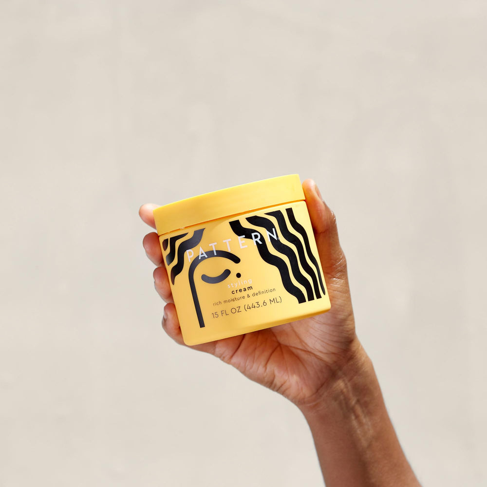Color-safe PATTERN formula badge on packaging highlights hair color safety.