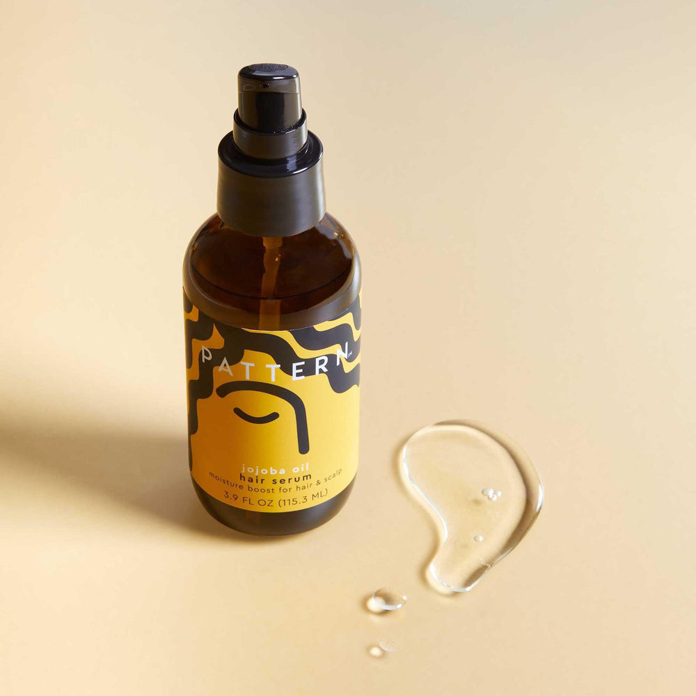 PATTERN Beauty Tracee Jojoba Serum packaging-closeup highlights premium, low-porosity hydration