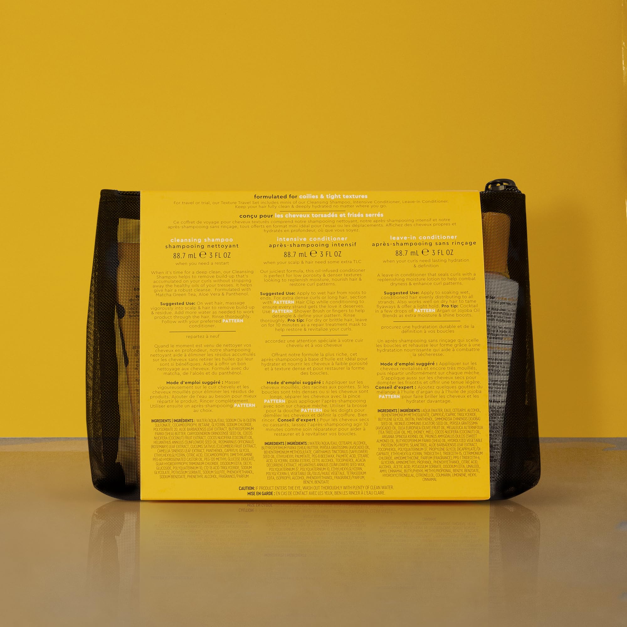 PATTERN Beauty travel kit packaging inside for organized on-the-go routines.