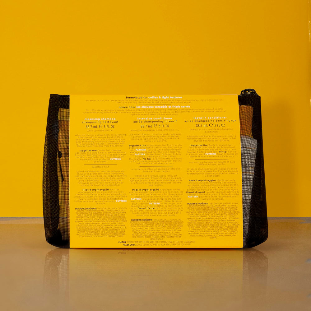 PATTERN Beauty travel kit packaging inside for organized on-the-go routines.