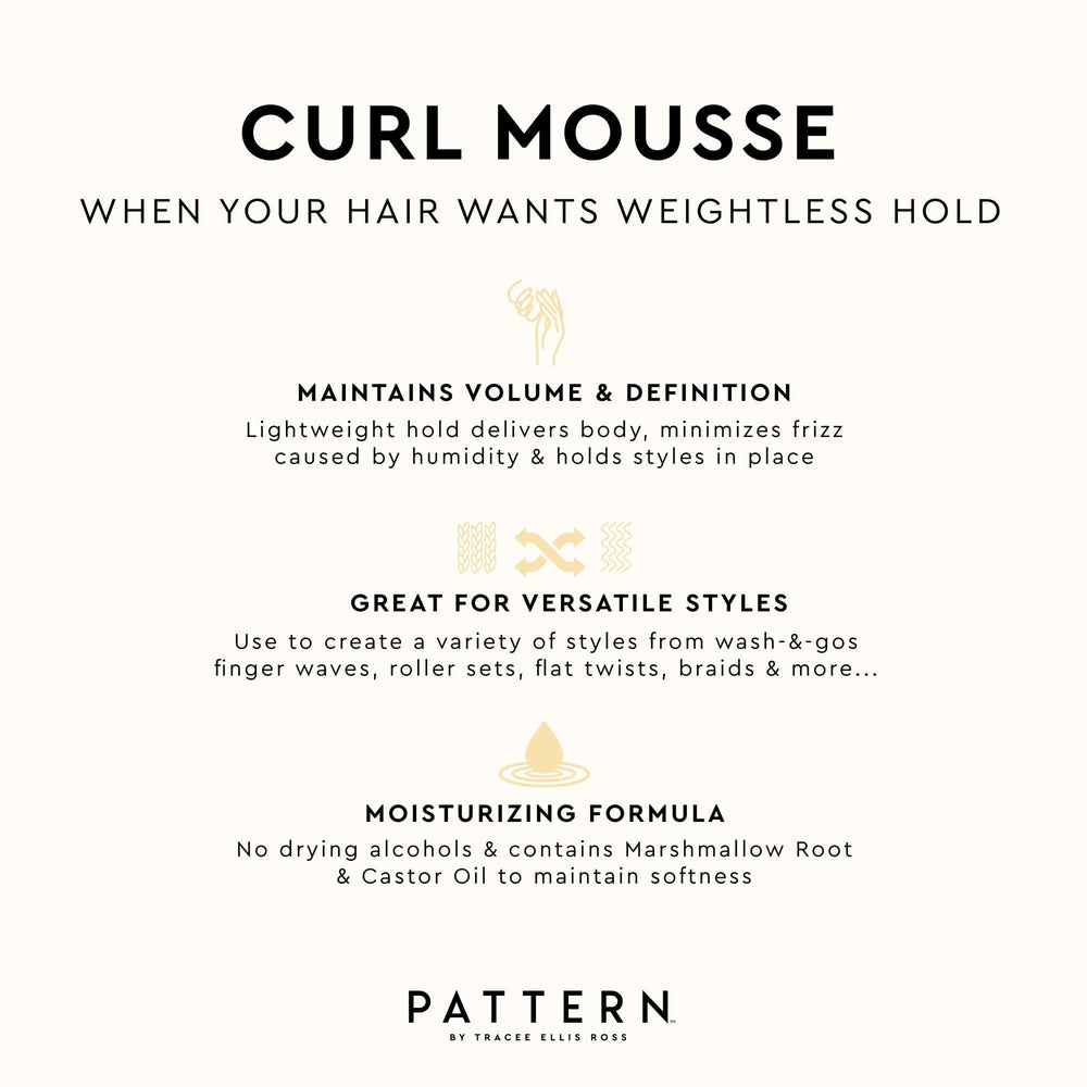Castor Oil in PATTERN Curl Mousse offers conditioning during styling