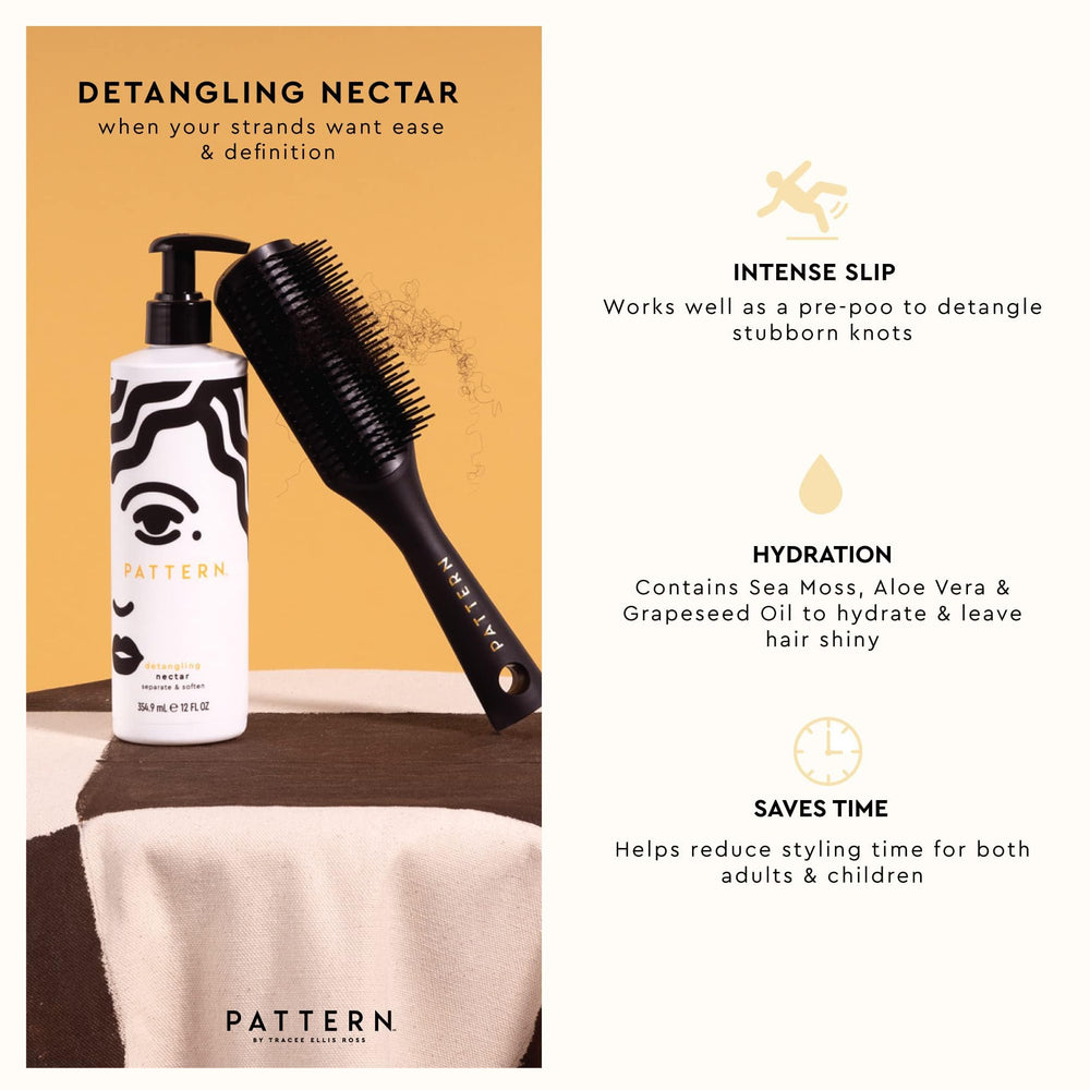 PATTERN Detangling Nectar applied on wet hair for smoother detangling.