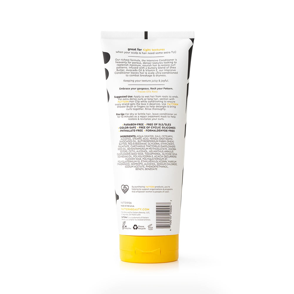 PATTERN Intensive Conditioner on towel-dried coils delivering softness and hydration
